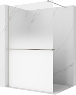 Mexen Kioto+ zuhanyfal polccal Walk-in 120 x 200 cm, fehér ombre 8 mm, csiszolt nikkel - 800-120-121-97-86