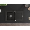 Mexen Pablo chiuvetă din granit cu 1 compartiment cu scurgător și baterie de bucătărie Telma, negru/auriu - 6510-75-670200-70