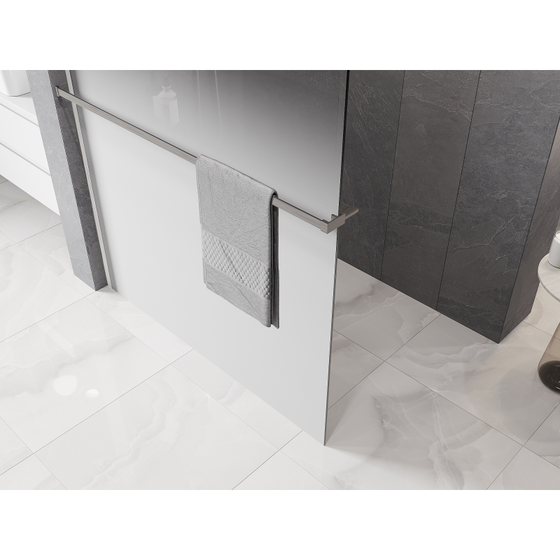 Mexen Kioto+ zuhanyfal polccal Walk-in 150 x 200 cm, fehér ombre 8 mm, csiszolt nikkel - 800-150-121-97-86