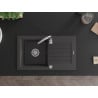 Mexen Pablo chiuvetă de bucătărie de granit 1 cuvă cu scurgător și baterie Telma, negru pătat - 6510-76-670200-00