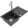 Mexen Pablo chiuvetă de granit cu o cuvă și picurător și baterie de bucătărie Telma, negru pătat - 6510-76-670200-00