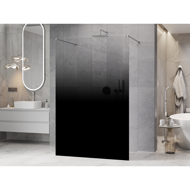 Mexen Kioto szabadonálló zuhanyfal 100 x 200 cm, fekete ombre 8 mm, króm - 800-100-002-01-76