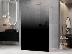 Mexen Kioto szabadon álló zuhanyfal 110 x 200 cm, fekete ombre 8 mm, arany - 800-110-002-50-76