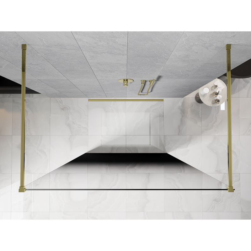 Mexen Kioto perete de duș autoportant 140 x 200 cm, ombre negru 8 mm, auriu - 800-140-002-50-76