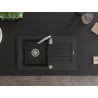 Mexen Pablo chiuvetă de bucătărie din granit cu 1 compartiment cu uscare și baterie de bucătărie Telma, negru - 6510-77-670200-?