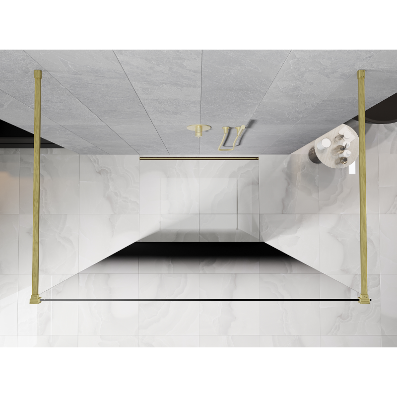 Mexen Kioto perete de duș independent 130 x 200 cm, ombre negru 8 mm, auriu periat - 800-130-002-55-76