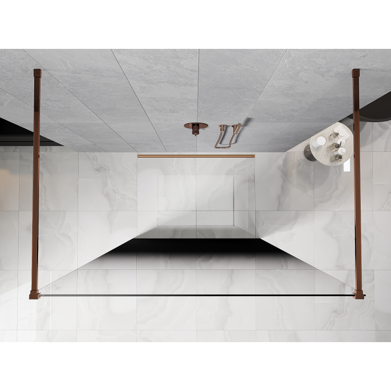 Mexen Kioto perete de duș independent 140 x 200 cm, ombre negru 8 mm, aur roz - 800-140-002-60-76