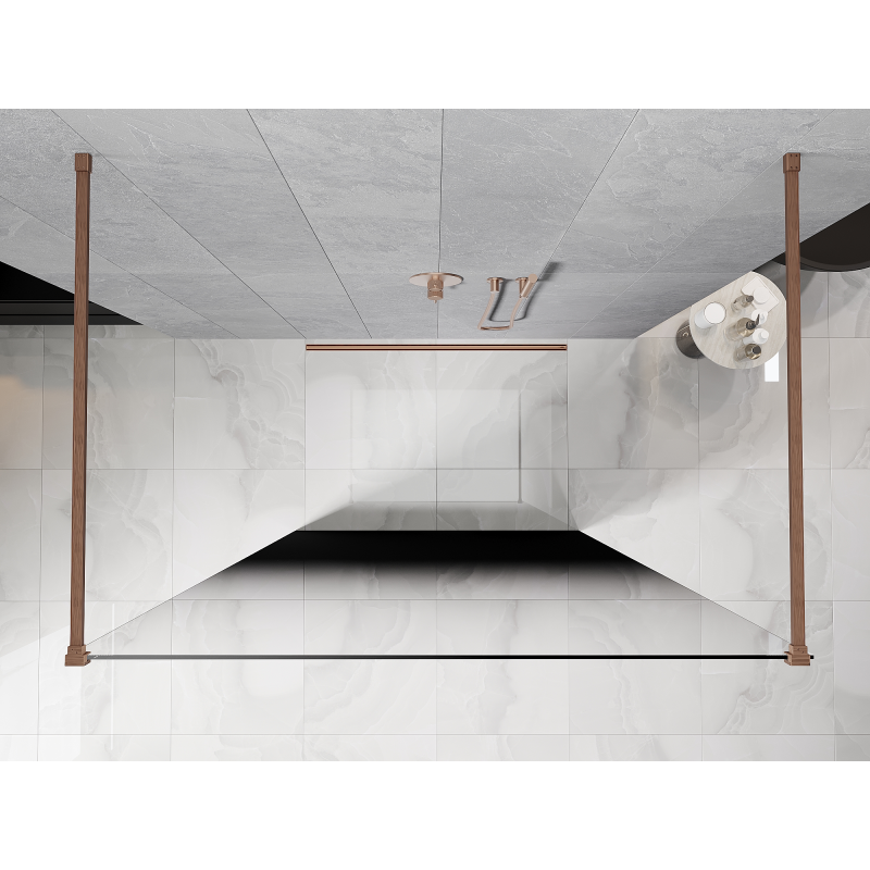 Mexen Kioto perete de duș independent 150 x 200 cm, ombre negru 8 mm, cupru periat - 800-150-002-65-76