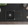 Mexen Pablo chiuvetă de granit cu un compartiment, cu picurător și  baterie de bucătărie Telma, Neagră - 6510-77-670200-70