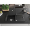 Mexen Pablo chiuvetă de bucătărie din granit, 1 cuvă, cu scurgător și baterie Telma, neagră - 6510-77-670200-70