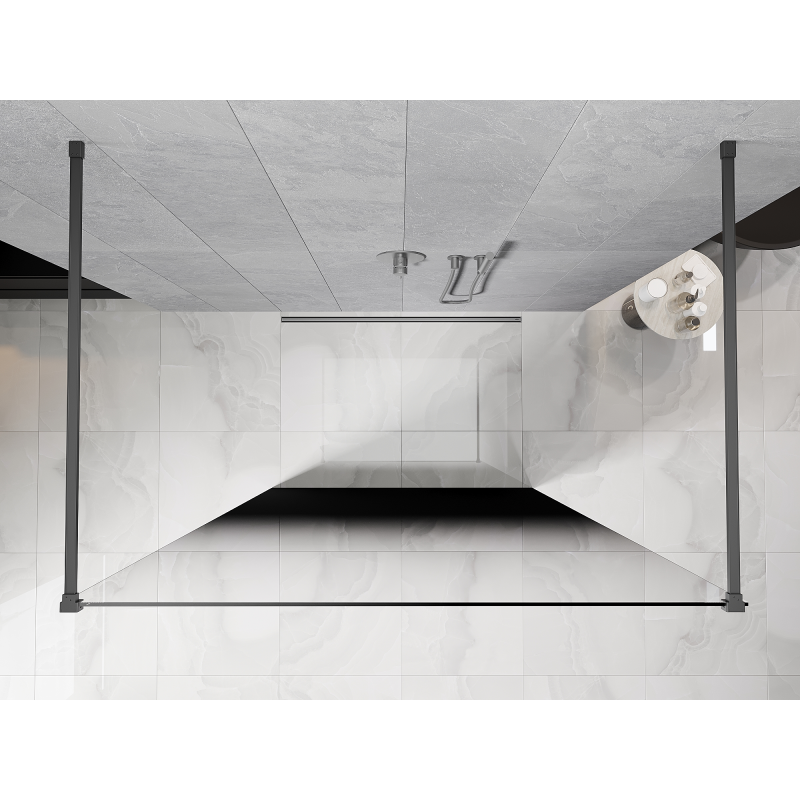 Mexen Kioto perete de duș liber 140 x 200 cm, ombre negru 8 mm, gun metal - 800-140-002-95-76