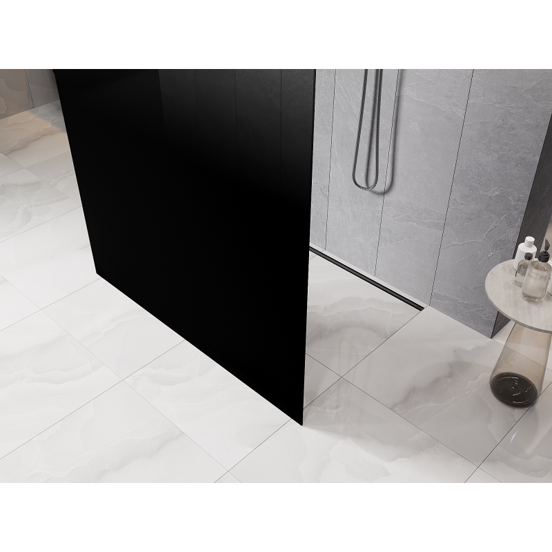 Mexen Kioto perete de duș freestanding 120 x 200 cm, negru ombre 8 mm, gri armat periat - 800-120-002-66-76