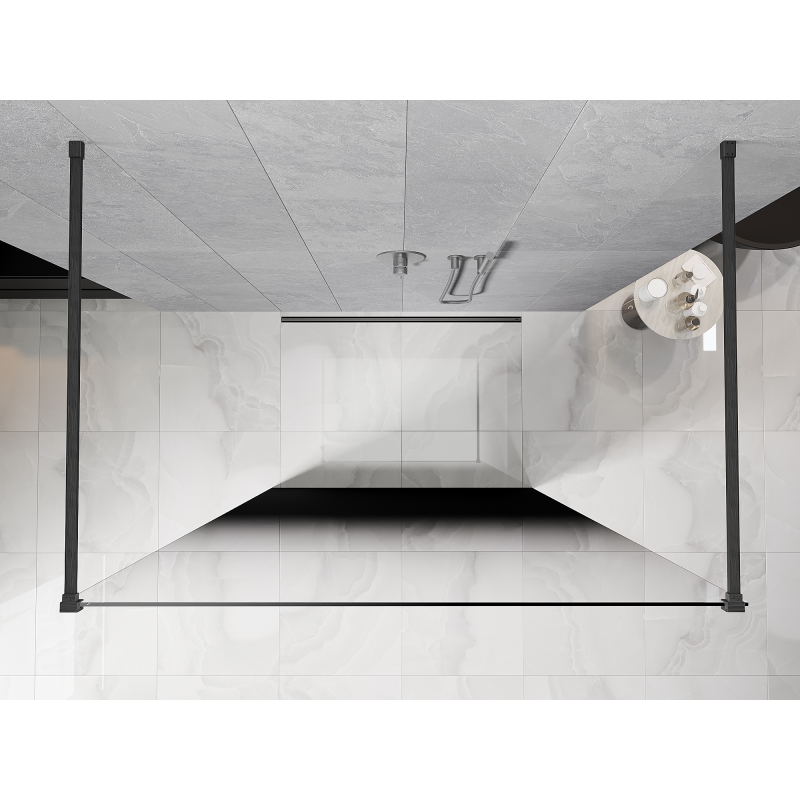 Mexen Kioto szabadon álló zuhanyfal 140 x 200 cm, fekete ombre 8 mm, gun grey kefe - 800-140-002-66-76
