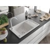 Mexen Elias chiuvetă din granit cu 1 cuvă și scurgător și baterie de bucătărie Telma, alb - 6511-20-670200-20