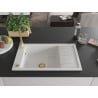 Mexen Elias chiuvetă de granit cu un compartiment, cu picurător și  baterie de bucătărie Telma, Albă - 6511-20-670200-50