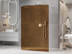Mexen Kioto Szabadon álló zuhanyfal 100 x 200 cm, bronz 8 mm, fehér - 800-100-002-20-32
