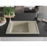 Mexen Elias chiuvetă de granit cu un compartiment, cu picurător și  baterie de bucătărie Telma, Bej - 6511-69-670200-69
