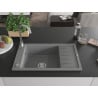 Mexen Elias chiuvetă de granit cu un compartiment, cu picurător și  baterie de bucătărie Telma, Gri - 6511-71-670200-00