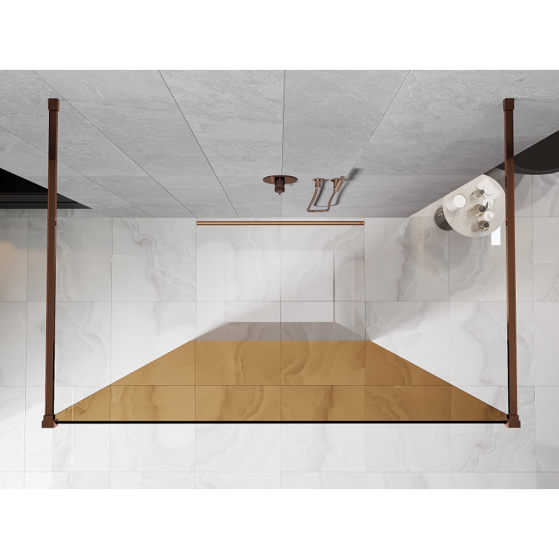 Mexen Kioto perete de duș independent 140 x 200 cm, bronz 8 mm, aur roz - 800-140-002-60-32