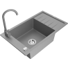Mexen Elias gránit mosogató 1-medencés csepegtetővel és Telma konyhai csapteleppel, szürke - 6511-71-670200-71