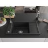 Mexen Elias chiuvetă de bucătărie din granit 1-cameră cu scurgător și baterie Telma, negru/argintiu - 6511-73-670200-00