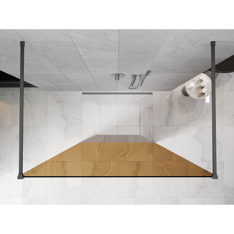 Mexen Kioto 120 x 200 cm-es szabadon álló zuhanyfal, bronz 8 mm, fegyverfém - 800-120-002-95-32