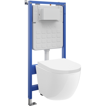 Mexen Lena WC beépített készlet Tex Slim WC kerettel, WC kagylóval és lassan záródó ülőkefedéllel, fehér