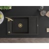 Chiuvetă de granit cu o singură cuvă Mexen Elias, cu scurgător și baterie de bucătărie Telma, negru/auriu - 6511-75-670200-50