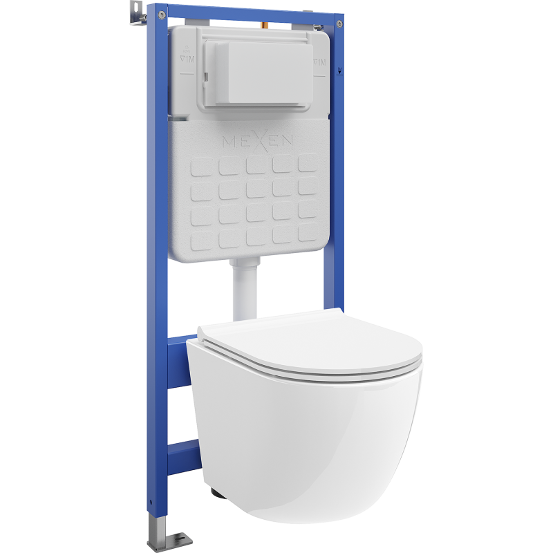 Mexen Lena Tex Slim WC fali stelaż falszerelt készlet WC-csészével Tornado és lassan lecsukódó WC-ülőke, fehér