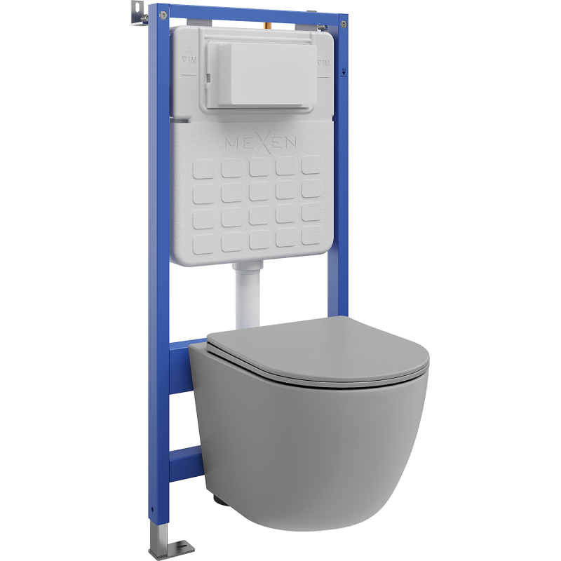 Mexen Lena Tex Slim WC falszerkezet szett WC csészével és lassan záródó ülőkével, világosszürke matt - 610030224061