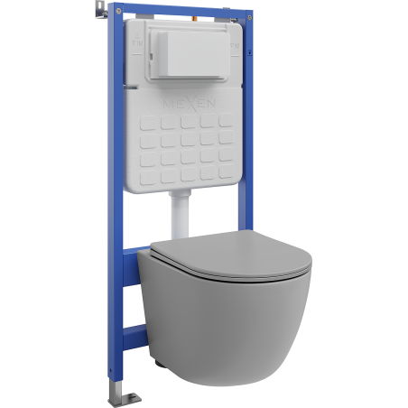 Mexen Lena set încastrat WC cadru Tex Slim cu vas WC și capac cu închidere lentă, gri deschis mat - 610030224061