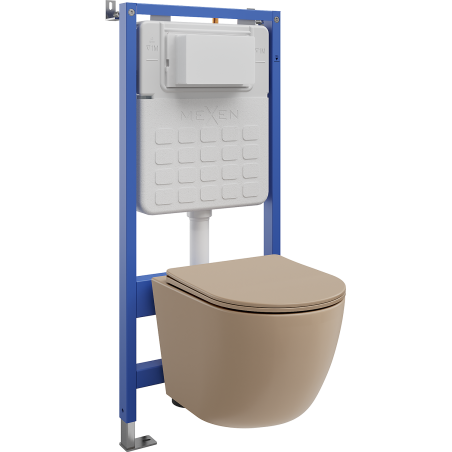 Mexen Lena WC beépített készlet Tex Slim tartószerkezet WC-vel és lassan záródó WC-ülőke, matt cappuccino