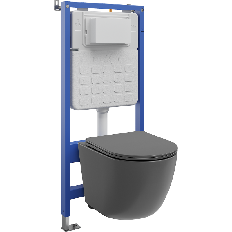 Mexen Lena set încastrat WC cadru Tex Slim cu vas WC și capac cu închidere lentă, gri mat închis - 610030224071