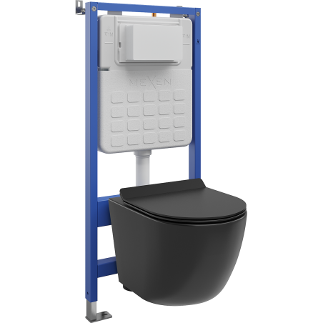 Mexen Lena WC beépíthető készlet pneumatikus Tex Air Slim vázzal, WC csészével és lassan záródó ülőkével, fekete