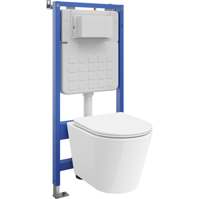 Mexen Rico WC beépített készlet pneumatikus Tex Air Slim vázzal, Tornado WC csészével és lassú lecsukódású