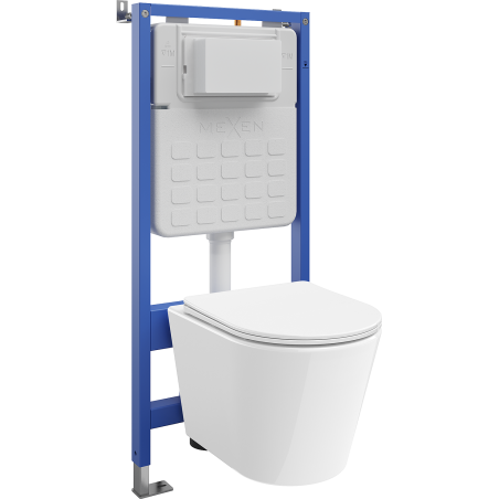 Mexen Rico WC beépített készlet pneumatikus Tex Air Slim vázzal, Tornado WC csészével és lassú lecsukódású