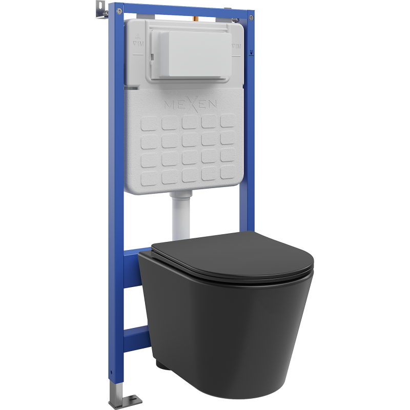 Mexen Rico WC süllyesztett készlet Tex Air Slim pneumatikus kerettel, Tornado WC csészével és lassan csukódó deszkával,