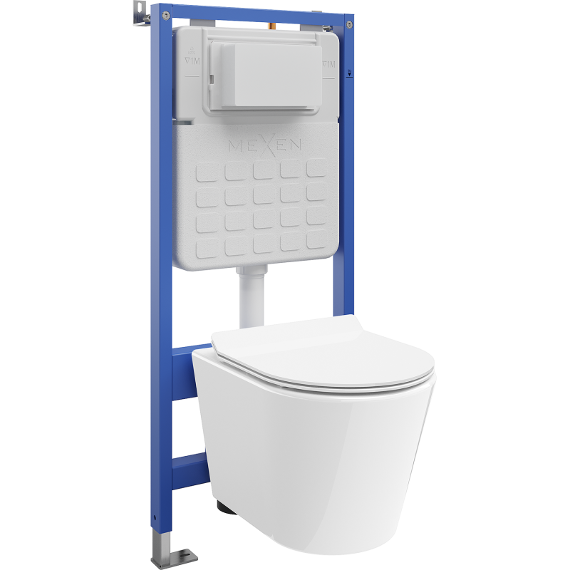 Mexen Rico Tex Air Slim pneumatikus rejtett WC szett öblítőtartállyal, Tornado WC csésze és lassan záródó WC ülőke,