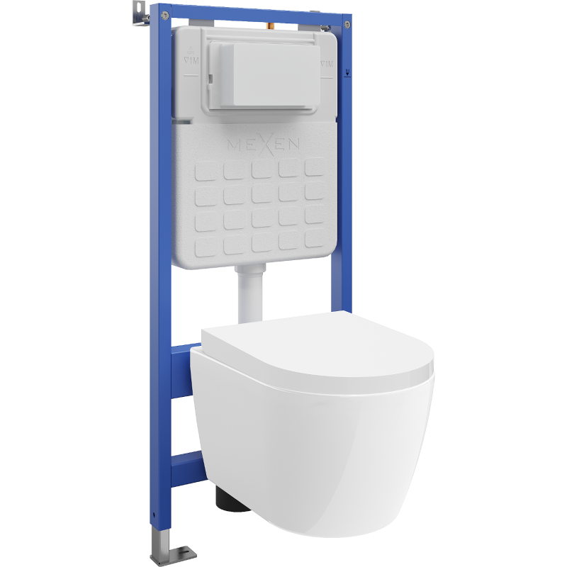 Mexen Carmen WC süllyesztett készlet Tex Air Slim pneumatikus szerkezettel, WC-vel és lassan lecsukódó deszkával, fehér