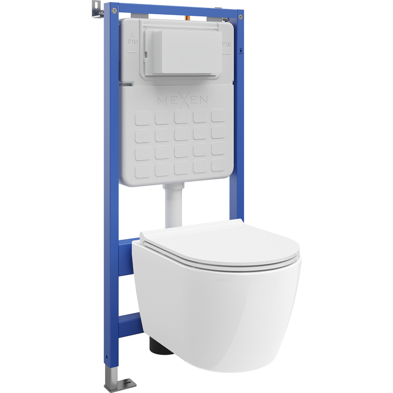 Mexen Carmen Tex Air Slim pneumatikus WC süllyesztett készlet WC-csészével és lassan záródó deszkával, fehér