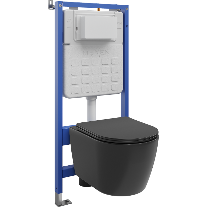 Mexen Carmen set incastrat WC cadru Tex Slim cu vas WC și capac cu închidere lentă, negru mat - 610030881085