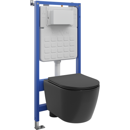 Mexen Carmen set incastrat WC cadru pneumatic Tex Air Slim cu vas WC și capac cu închidere lentă, negru mat - 610030881085A