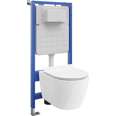Mexen Carmen Tex Air Slim pneumatikus rejtett WC-készlet WC-csészével és lassan záródó WC-ülőkével, fehér