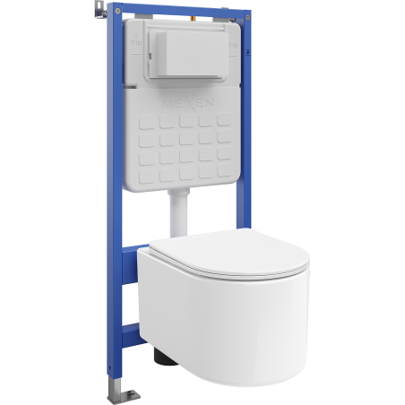 Mexen Sofia WC süllyesztett készlet Tex Air Slim pneumatikus kerettel, Tornado WC csészével és lassan lecsukódó