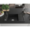 Mexen Elias chiuvetă de granit cu o singură cuvă cu scurgător și baterie de bucătărie Telma, negru - 6511-77-670200-70