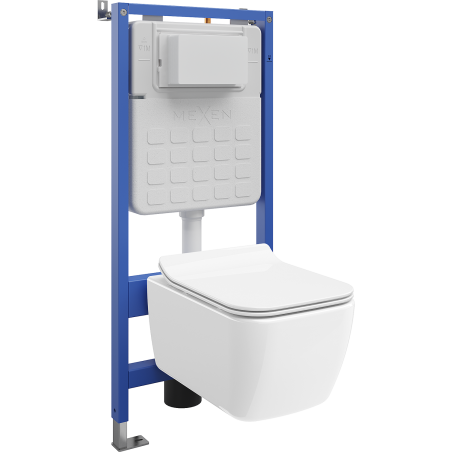 Mexen Stella set încastrat WC cadru Tex Slim cu vas WC și capac cu închidere lentă, alb - 610030680800