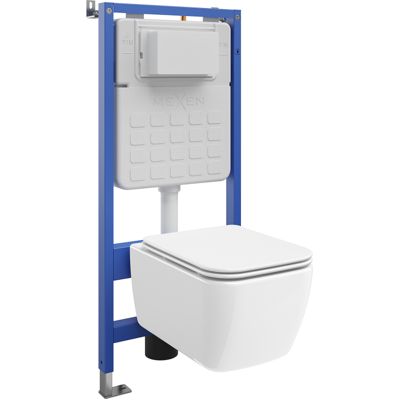 Mexen Stella WC fali alatti készlet Tex Air Slim pneumatikus kerettel, WC csészével és lassan záródó ülőkével, fehér