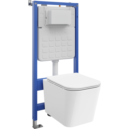 Mexen Teo WC fali süllyesztett keret Tex Slim Tornado WC csészével és lassan záródó WC ülőkével, fehér