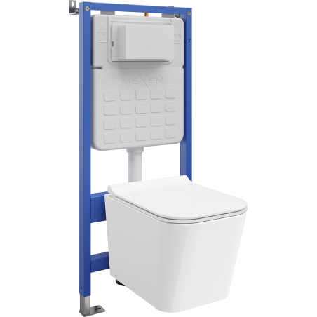 Mexen Teo Tex Air Slim pneumatikus WC-tartály csomag fali tartószerkezettel, WC-csészével és lassan záródó