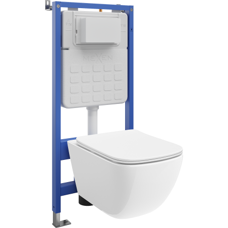 Mexen Timo WC beépített keret Tex Air Slim pneumatikus tartállyal, WC Tornado csészével és lassan záródó